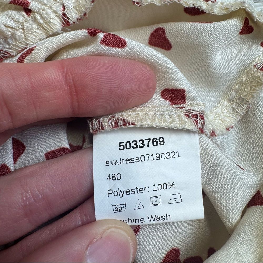 Heart Print Sweetheart Neck Tie Shoulder Dress Women’s Size S - Picture 6 of 13